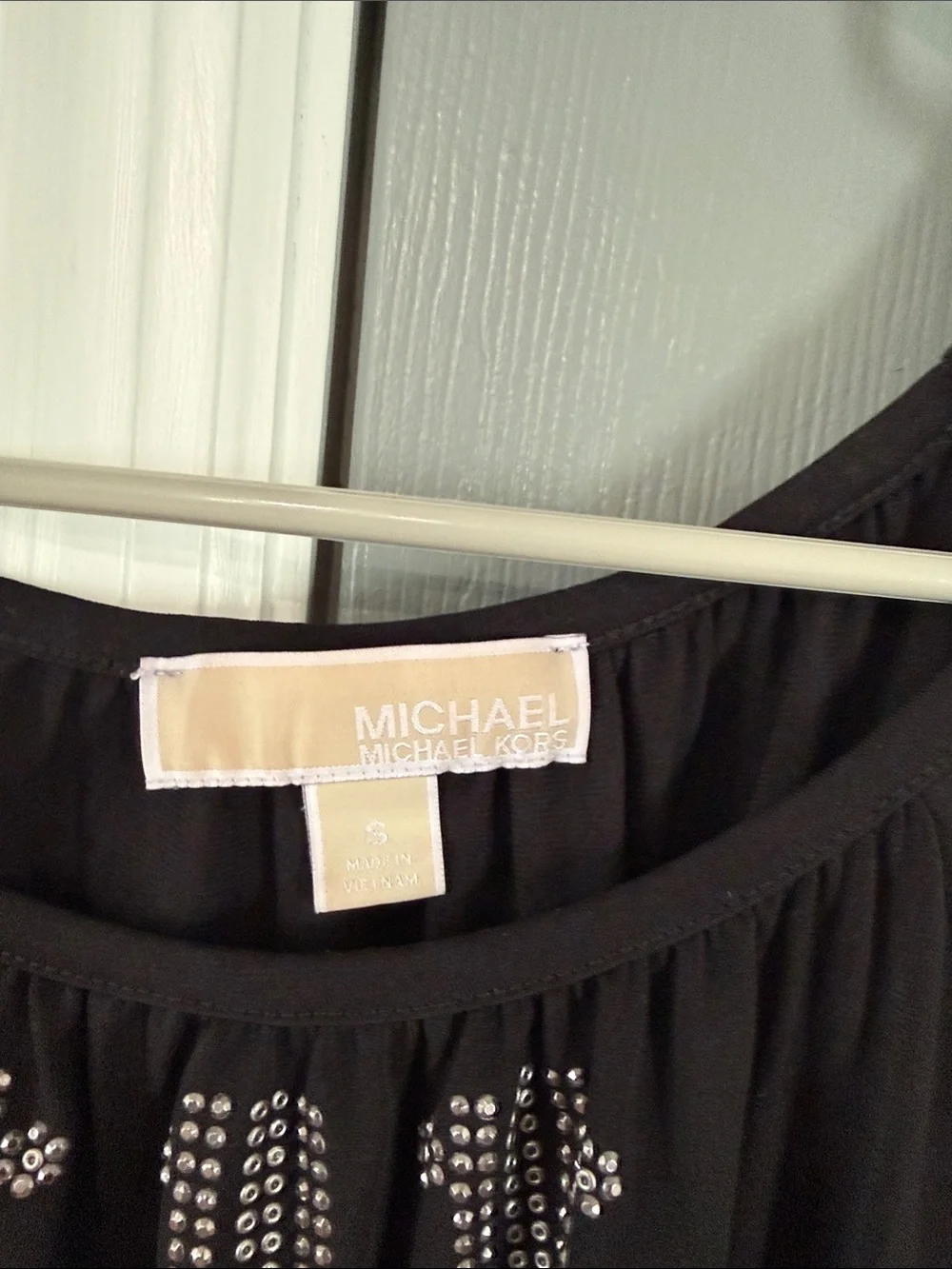 Michael Kors Black Mini Dress with Silver Stud Accents